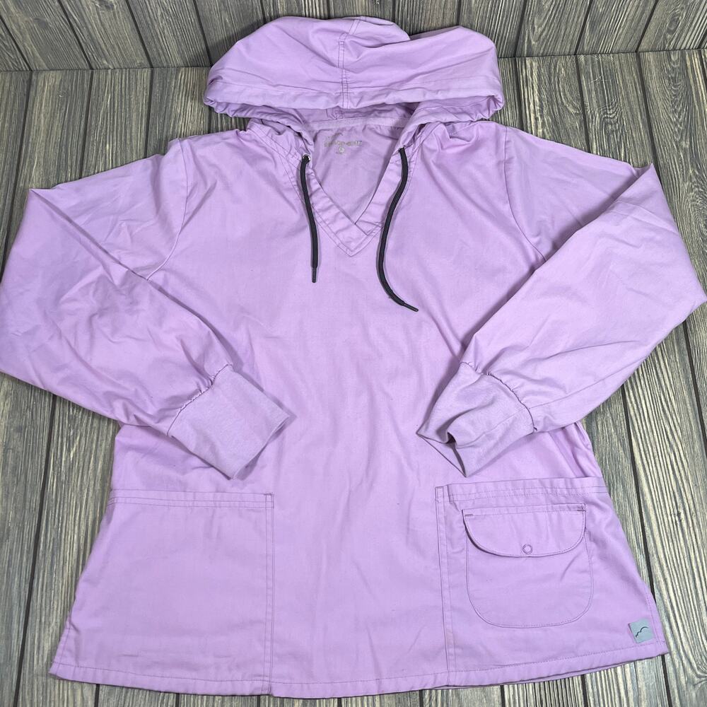 Butter Soft Lithi‎ Women Scrub Top Hooded Jacket Pullover Lavender Hoodie Sz L